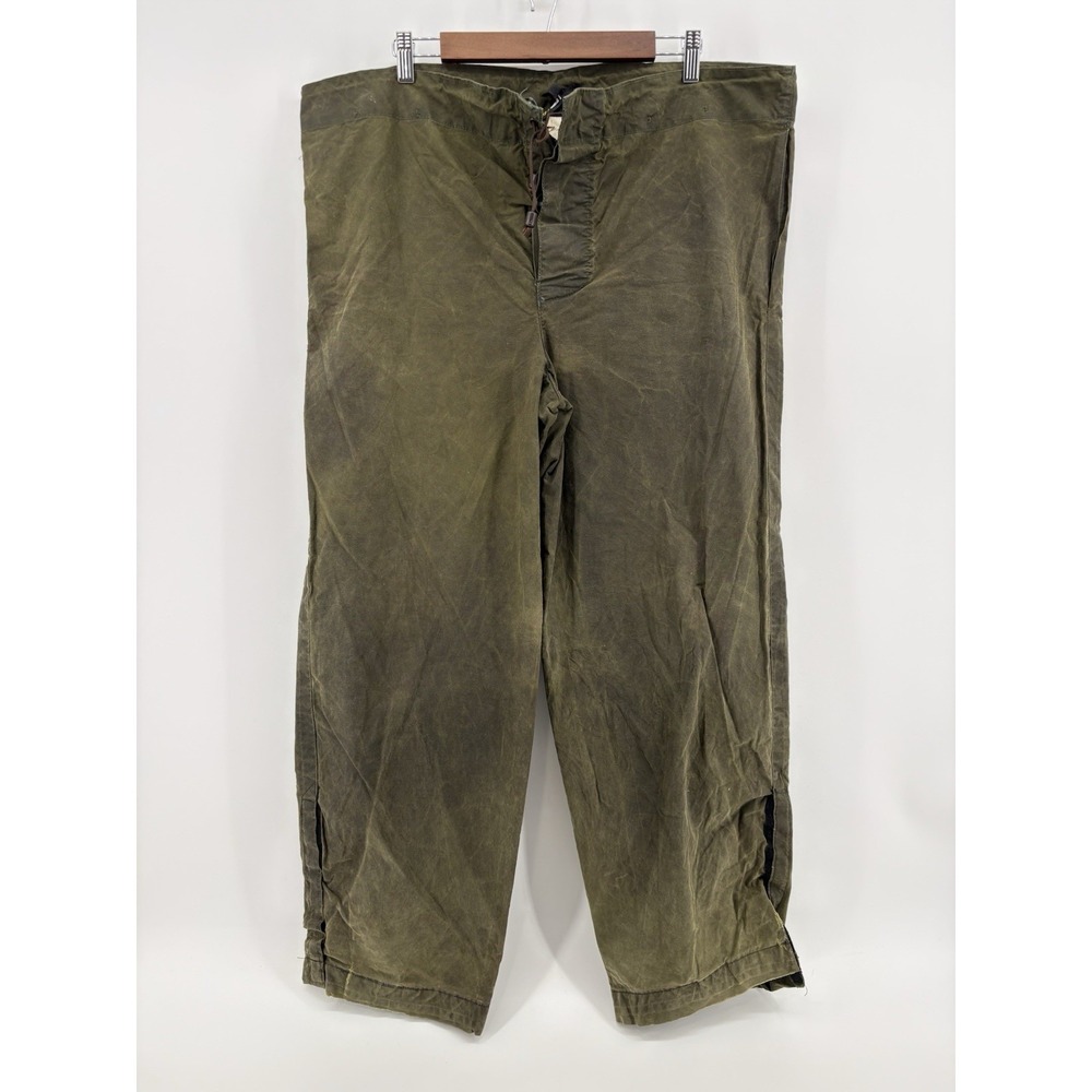 Barbour Waxed Wax Trousers‎ Over Pants Dark Khaki Green England Men's Size Large